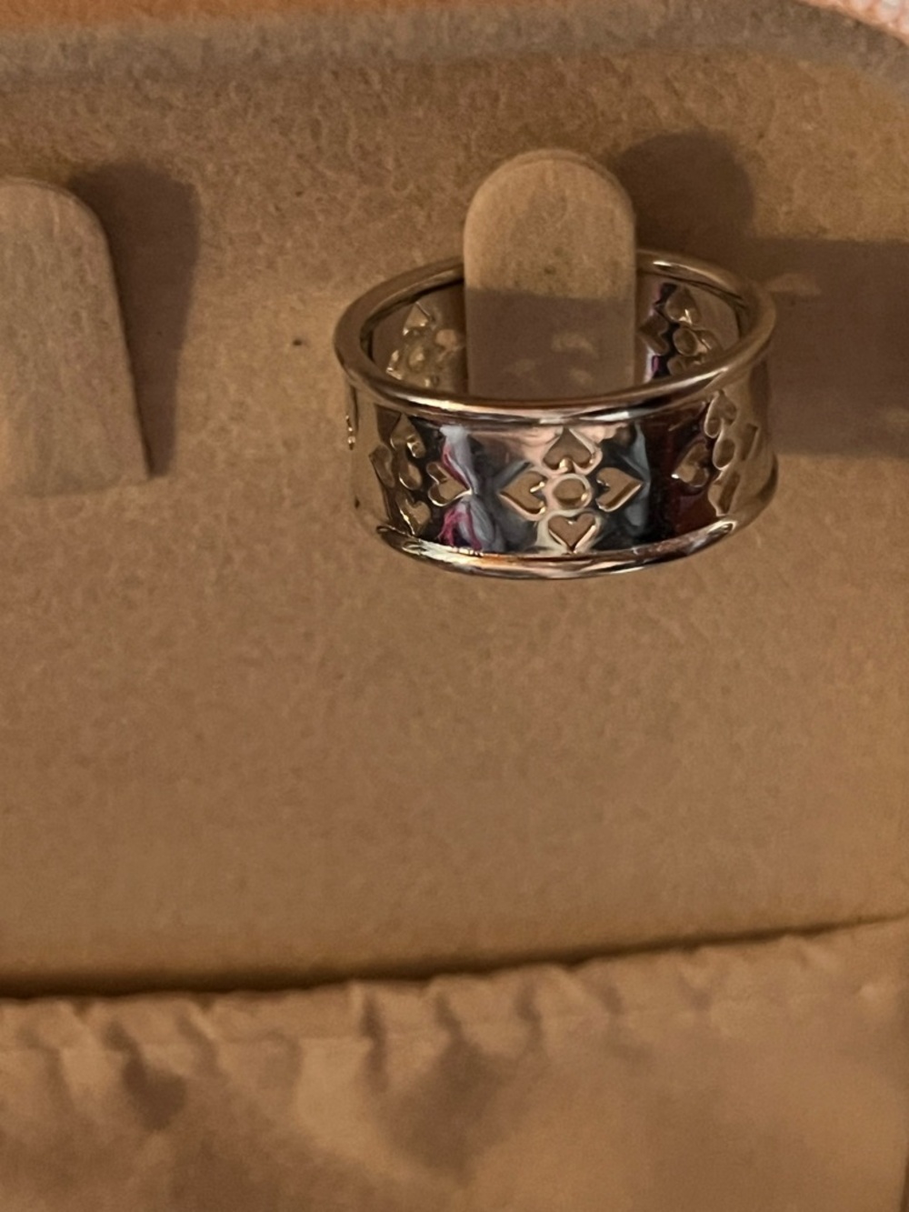 NEW QVC STERLING SILVER DIAMOND CUTOUT BAND RING SZ 7